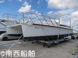 中古船販売実績　改造双胴船　ヤマハ船外機（F70×2機）